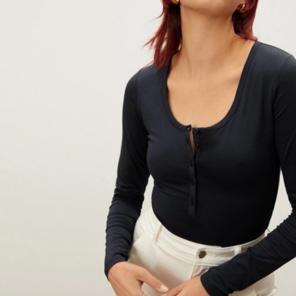 NWT🖤Everlane Black Henley Bikini Bodysuit